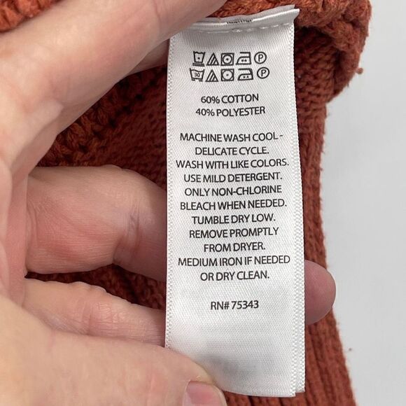 Cupcakes and Cashmere Orange Crew Neck Knitted Long Sleeve Hi Low Sweater Large - Picture 5 of 7